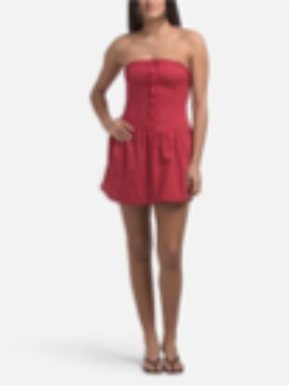 LE LIS Strapless Drop Waist Mini Dress Medium Women RED